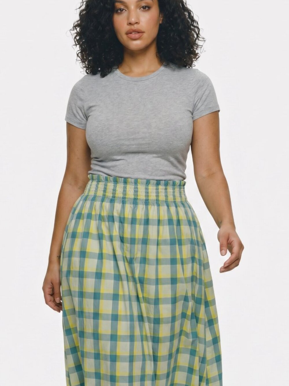 a.n.a. Women's Blue Yellow Flare Smocked Waist Casual Summer Skirt Plus Size 1X
